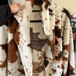 Cow Print Sherpa Jacket